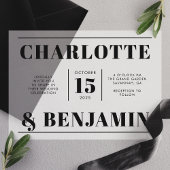 Modern Bold Zwart Horizontale Huwelijk Vellum Uitnodigingen