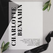 Modern Bold Zwart Minimalistische bruiloft Vellum Uitnodigingen