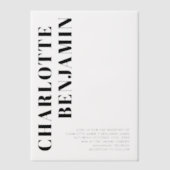 Modern Bold Zwart Minimalistische bruiloft Vellum Uitnodigingen (Voorkant)