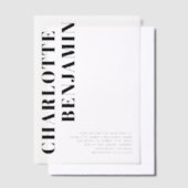 Modern Bold Zwart Minimalistische bruiloft Vellum Uitnodigingen (Offset)