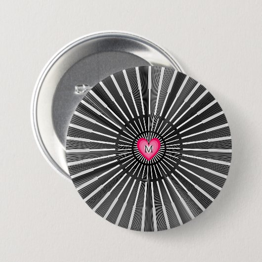 Modern Bold Zwart & Roze HeART Unieke Stijl Koel Ronde Button 7,6 Cm (Voorkant /achterkant)