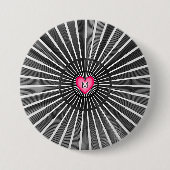 Modern Bold Zwart & Roze HeART Unieke Stijl Koel Ronde Button 7,6 Cm (Voorkant)