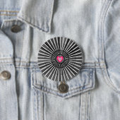Modern Bold Zwart & Roze HeART Unieke Stijl Koel Ronde Button 7,6 Cm (In situ)