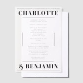 Modern Bold Zwart Trouwprogramma Vellum Kaart Uitnodigingen (Offset)