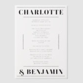 Modern Bold Zwart Trouwprogramma Vellum Kaart Vellum Uitnodigingen (Voorkant)