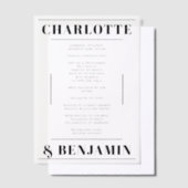 Modern Bold Zwart Trouwprogramma Vellum Kaart Vellum Uitnodigingen (Offset)