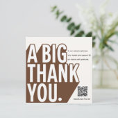 Modern Bold Zwart Wit bruiloft Dank u kaart (Staand voorkant)