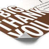 Modern Bold Zwart Wit bruiloft Dank u kaart Poster (Hoek)