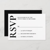 Modern Bold Zwart-Wit Bruiloft RSVP Kaartje (Voorkant / Achterkant)