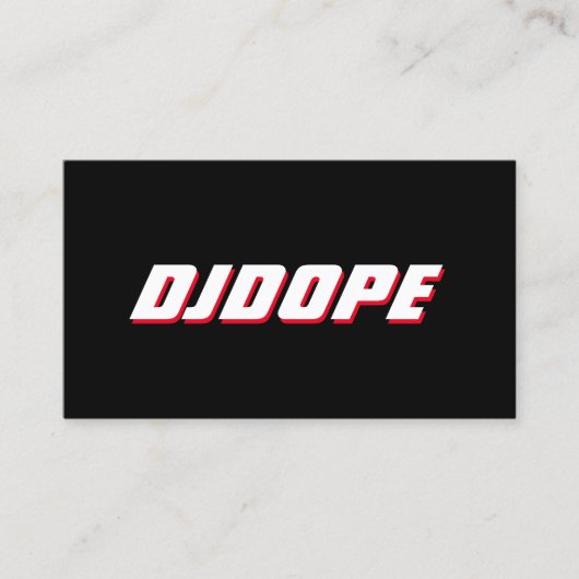 Modern BOLD Zwart Wit en Rood Typografie DJ Visitekaartje (Voorkant)