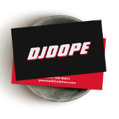 Modern BOLD Zwart Wit en Rood Typografie DJ Visitekaartje