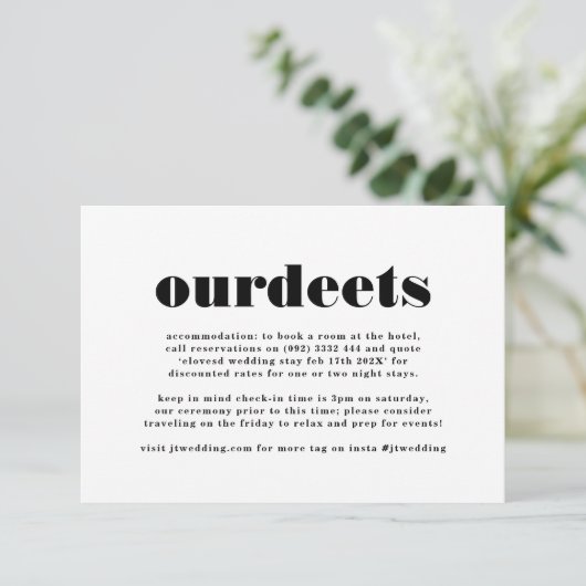 Modern Bold Zwart Wit Extra info Onze gegevens Informatiekaartje (Staand voorkant)