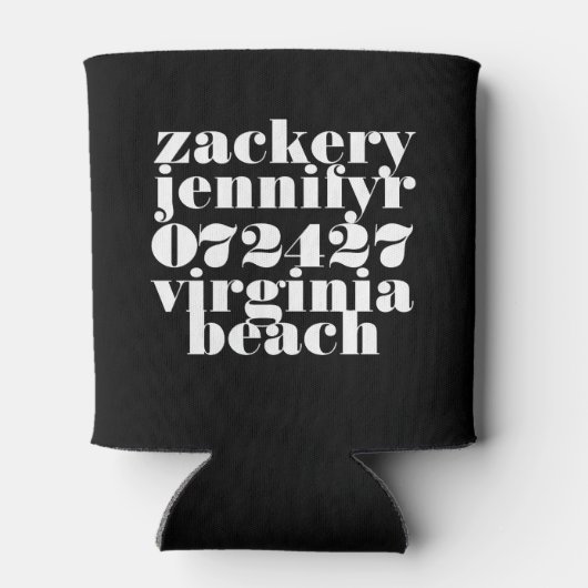 Modern Bold Zwart Wit Funky Wedding Blikjeskoeler (Achterkant)