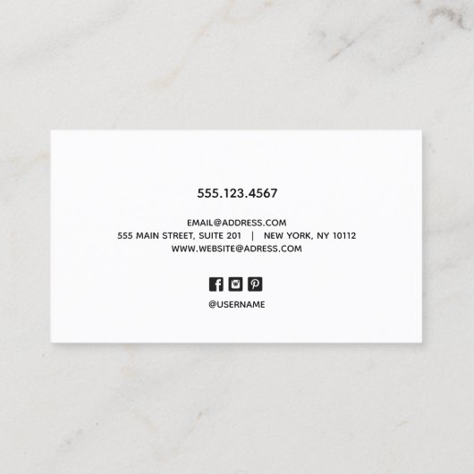 Modern Bold Zwart Wit Leren Script Kalligrafie Visitekaartje (Achterkant)