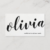 Modern Bold Zwart Wit Leren Script Kalligrafie Visitekaartje (Voorkant)