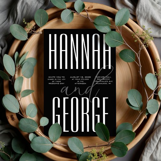 Modern Bold Zwart-wit QR Code Unieke bruiloft Kaart