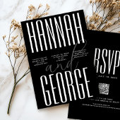 Modern Bold Zwart-wit QR Code Unieke bruiloft Kaart