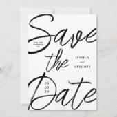 Modern Bold Zwart-Wit Script Foto Bruiloft Save The Date (Voorkant)