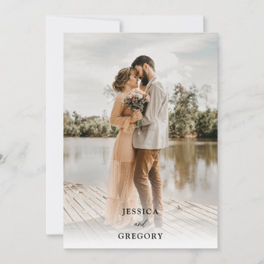 Modern Bold Zwart-Wit Script Foto Bruiloft Save The Date (Achterkant)