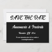 Modern Bold Zwart & Wit Script Save The Date (Voorkant)