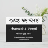 Modern Bold Zwart & Wit Script Save The Date (Staand voorkant)