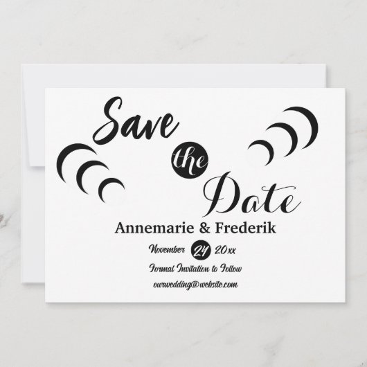 Modern Bold Zwart & Wit Script Save The Date (Voorkant)