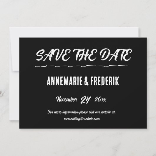 Modern Bold Zwart & Wit Script Save The Date (Voorkant)