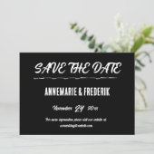 Modern Bold Zwart & Wit Script Save The Date (Staand voorkant)