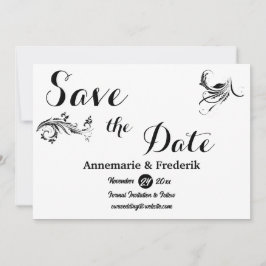 Modern Bold Zwart & Wit Script Save The Date