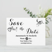 Modern Bold Zwart & Wit Script Save The Date (Staand voorkant)