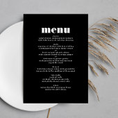 Modern Bold Zwart Wit Trouwtafel Menu