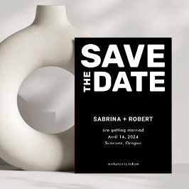 Modern Bold Zwart Wit Typografie Huwelijk Save The Date