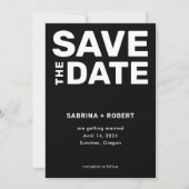 Modern Bold Zwart Wit Typografie Huwelijk Save The Date (Voorkant)