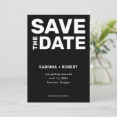 Modern Bold Zwart Wit Typografie Huwelijk Save The Date (Staand voorkant)