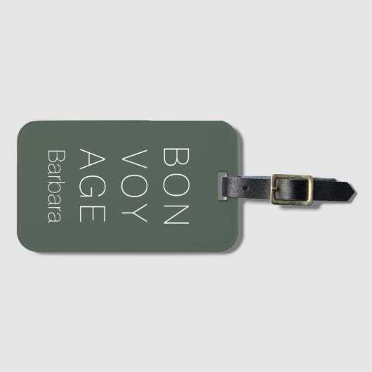 MODERN BON VOYAGE REIZER MOSS GREEN BAGAGELABEL (Voorkant (horizontaal))