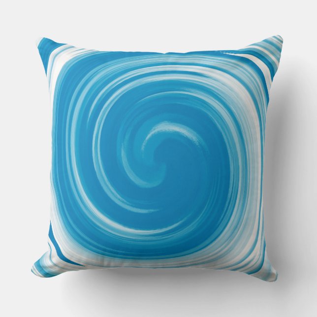 Modern Bondi blue Swirl Abstracte kunst Kussen (Voorkant)