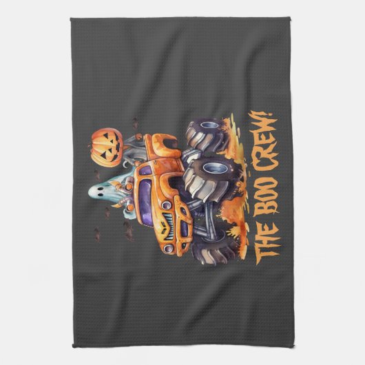 Modern Boo Crew Waterverf Grappige pompoen Hallowe Theedoek (Verticaal)