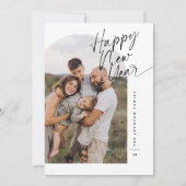 Modern Boog Foto Gelukkig Nieuwjaar Script Kerstmi Feestdagenkaart (Voorkant)