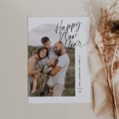 Modern Boog Foto Gelukkig Nieuwjaar Script Kerstmi Feestdagenkaart