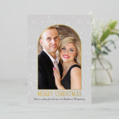 Modern Boog Persoonlijke Foto Prettig Kerstfeest Folie Feestdagenkaart (Staand Voorkant)