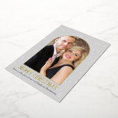 Modern Boog Persoonlijke Foto Prettig Kerstfeest Folie Feestdagenkaart (Gedraaid)