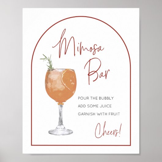 Modern Boog Terracotta Mimosa Bar Bord Poster (Voorkant)