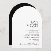 Modern, boog, wit en zwart, bewaar de datum kaart (Voorkant / Achterkant)