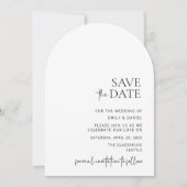 Modern, boog, wit en zwart, bewaar de datum kaart (Voorkant)