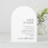 Modern, boog, wit en zwart, bewaar de datum kaart (Staand voorkant)