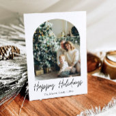 Modern boogjaar in Review Familiefoto Kerst Feestdagenkaart