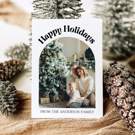 Modern boogjaar in Review Familiefoto Kerst Feestdagenkaart