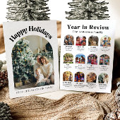 Modern boogjaar in Review Familiefoto Kerst Feestdagenkaart