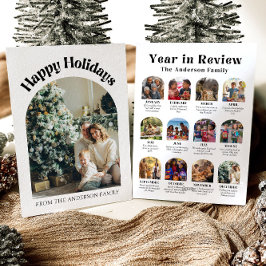 Modern boogjaar in Review Familiefoto Kerst Feestdagenkaart