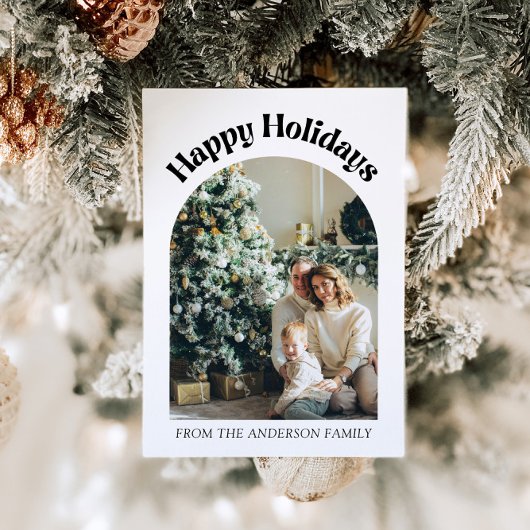 Modern boogjaar in Review Familiefoto Kerst Feestdagenkaart